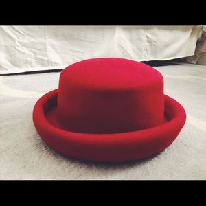 Red bowler style hat